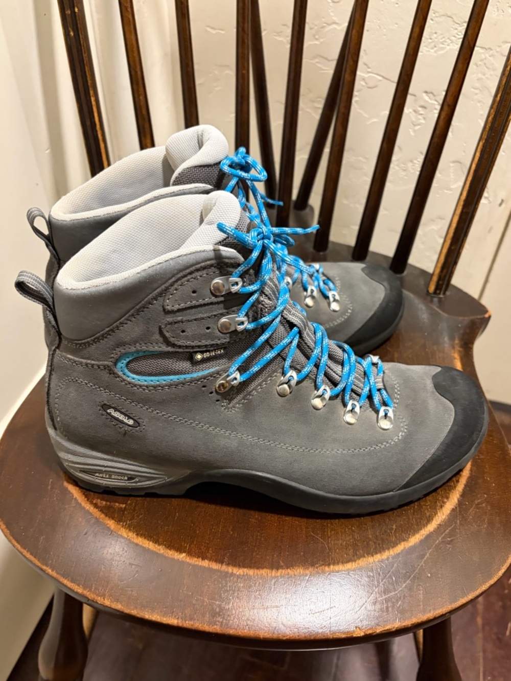 Asolo Tacoma GV Womens Size 8.5 Gray Blue Waterproof Hiking Trail Boots Shoes
